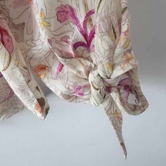 Maeve by Anthropologie Floral Pernille Drape Tie Sleeve Blouse size XS - Picture 7 of 8